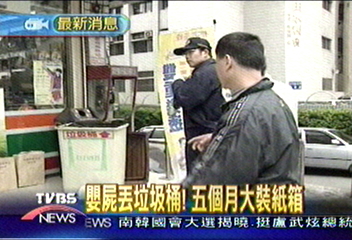嬰屍丟垃圾桶　5個月大裝紙箱
