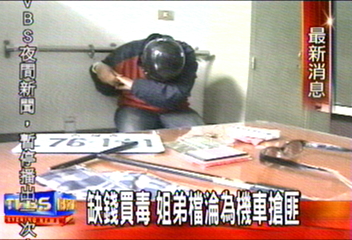 缺錢買毒　姐弟檔淪為機車搶匪