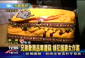 兄弟象商品車遭竊 嫌犯攜妻女作案