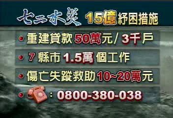 七二水災紓困　15億貸款重建家園