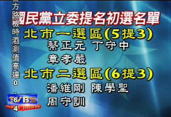 國民黨立委提名初選名單