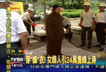 穿「蜂」衣！　女蜂人引24萬隻蜂上身