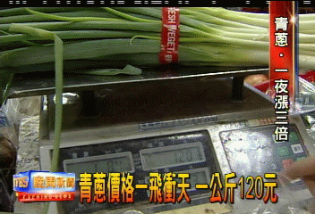 青蔥價格一飛衝天 一公斤120元