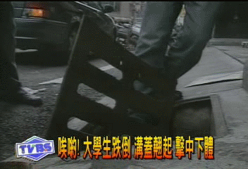 唉喲！　大學生跌倒　溝蓋翹起　擊中下體