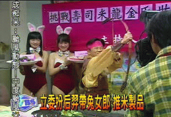 立委扮后羿帶兔女郎　推米製品
