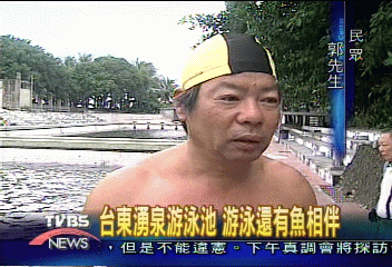 台東湧泉游泳池 游泳還有魚相伴