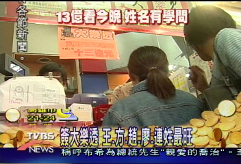 簽大樂透 王.方.趙.廖.連姓最旺