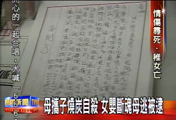 母攜女燒炭自殺 母未死通緝被逮