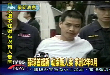 薛球首起訴　勒索藝人案　求刑2年6月