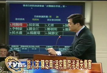 談人球 陳定南:追究醫院涉過失傷害