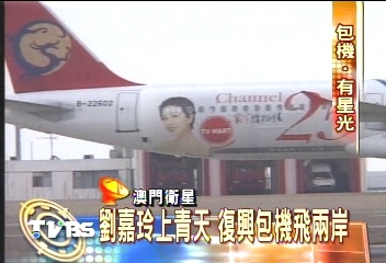 劉嘉玲肖像客機 業者安排飛包機