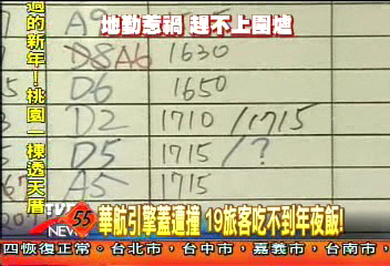 華航引擎蓋遭撞 19旅客吃不到年夜飯