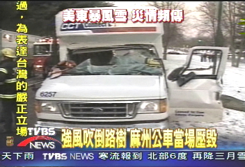 強風吹倒路樹 麻州公車當場壓毀