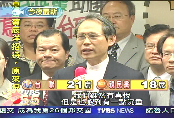 台聯奪下21席　成為國代第三大黨