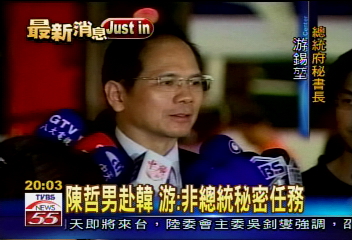 陳哲男出使總統秘密任務? 游:沒有