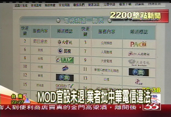 MOD官股未退　業者批中華電信違法