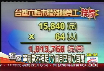 〈獨家〉未足額聘身障員工　台塑月罰百萬
