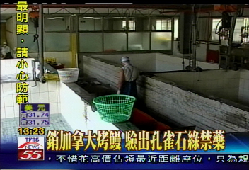 銷加拿大烤鰻　驗出孔雀石綠禁藥