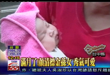 滿月了！顏清標金孫女　秀氣可愛