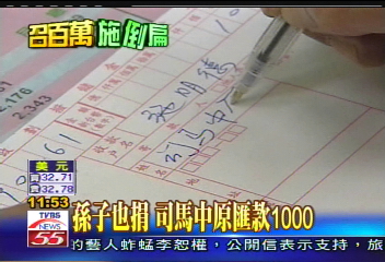 倒扁活動/孫子也捐 司馬中原匯款1000
