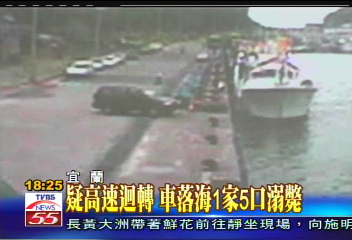 疑高速迴轉 車落海1家5口溺斃