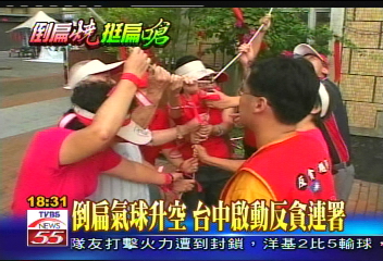 倒扁氣球升空 台中啟動反貪連署