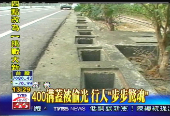 400溝蓋被偷光　行人「步步驚魂」