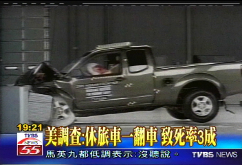 美調查:休旅車一翻車 致死率3成