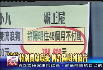 特別費／許陽明住「霸王屋」？　1天580元