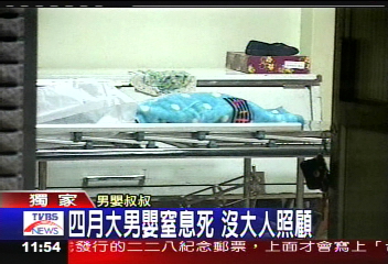 〈獨家〉4月大男嬰窒息死 沒大人照顧