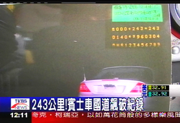 時速243！　賓士車國道飆破紀錄