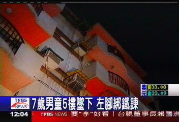 7歲男童5樓墜下 左腳綁鐵鍊