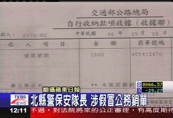 北縣警保安隊長　涉假冒公務銷單