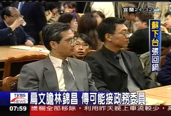 內閣更易/扁文膽林錦昌 傳可能接政務委員