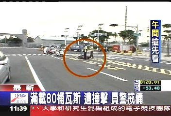 砰!轎車衝撞瓦斯車 嚇壞人