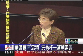 罵游錫堃「忠狗」 洪秀柱一審判無罪