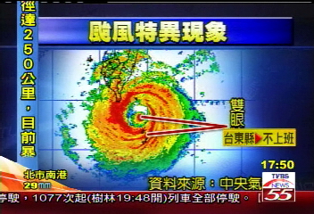 聖帕颱風/罕見雙眼牆 聖帕風大雨強