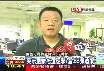 吳宗憲家遭槍擊 警:疑BB槍所為