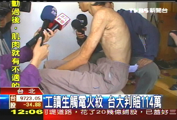工讀生觸電火紋 台大判賠114萬