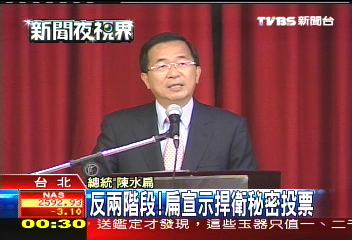 反兩階段! 扁宣示捍衛秘密投票