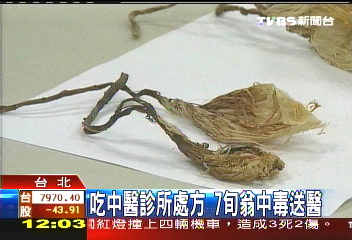 吃中醫診所處方　7旬翁中毒送醫