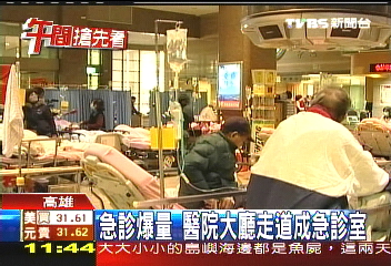 急診爆量　醫院大廳走道成急診室