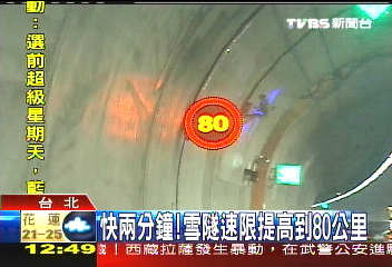 快2分鐘！　雪隧速限提高到80公里