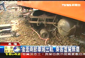 枕木位移? 莒光號火車基隆出軌
