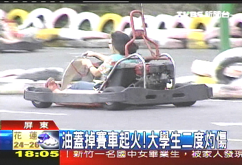 油蓋掉賽車起火！　大學生二度灼傷