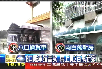 8口睡車獲善款 馬上買2百萬新家