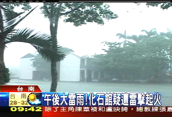 大雷雨！　化石館疑遭雷擊起火