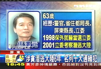 涉貪潛逃大陸6年 伍澤元病逝大陸?