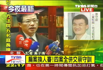 扁案換人審! 四案全併交蔡守訓