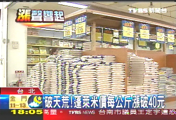 破天荒！　蓬萊米價每公斤漲破40元